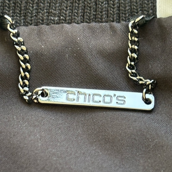 Chico's Black Bomber Jacket with Quilted Texture - Picture 7 of 8